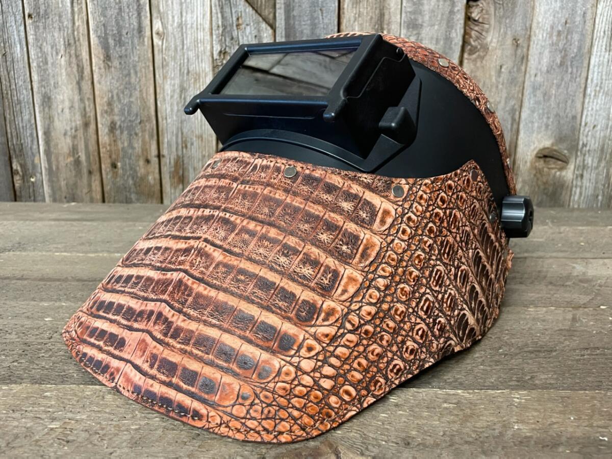 Outlaw Leather - Welding Hood - Cognac Sundance caiman